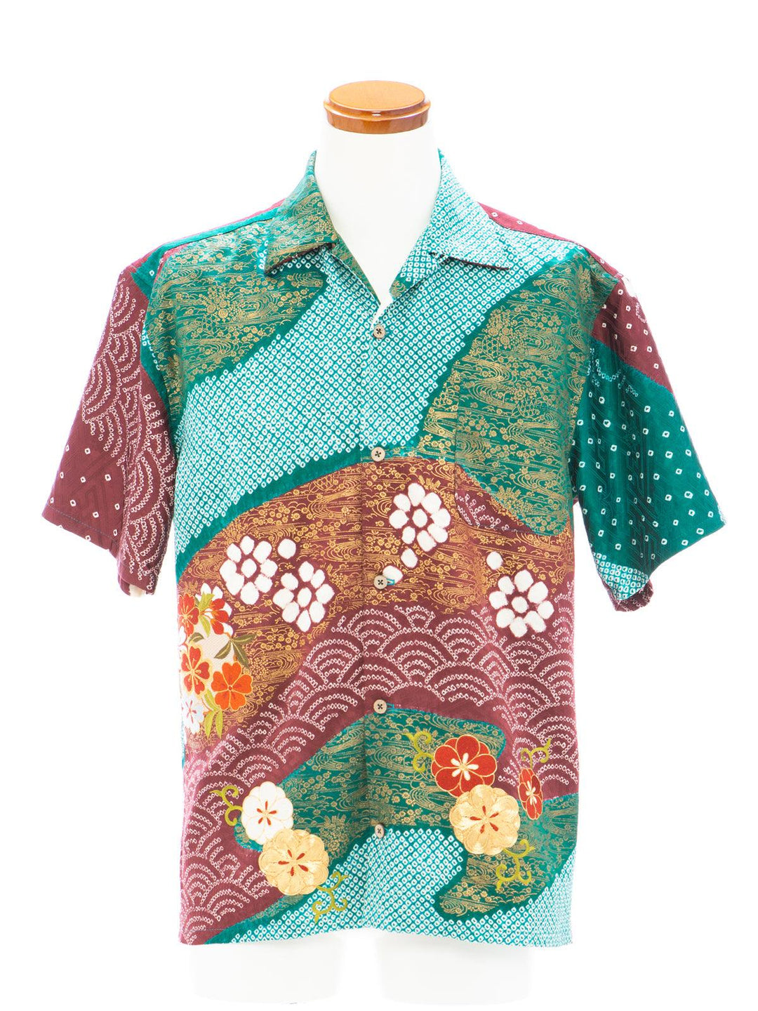 着物アロハシャツ「咲き流れる花々B」AH100195 - 着物アロハシャツ専門店｜KIMONO-CYCLE