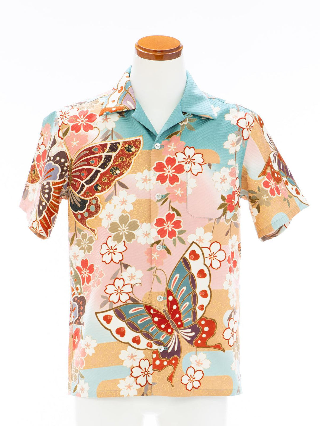 着物アロハシャツ「優美に舞う蝶々A」AH100206 - 着物アロハシャツ専門店｜KIMONO-CYCLE