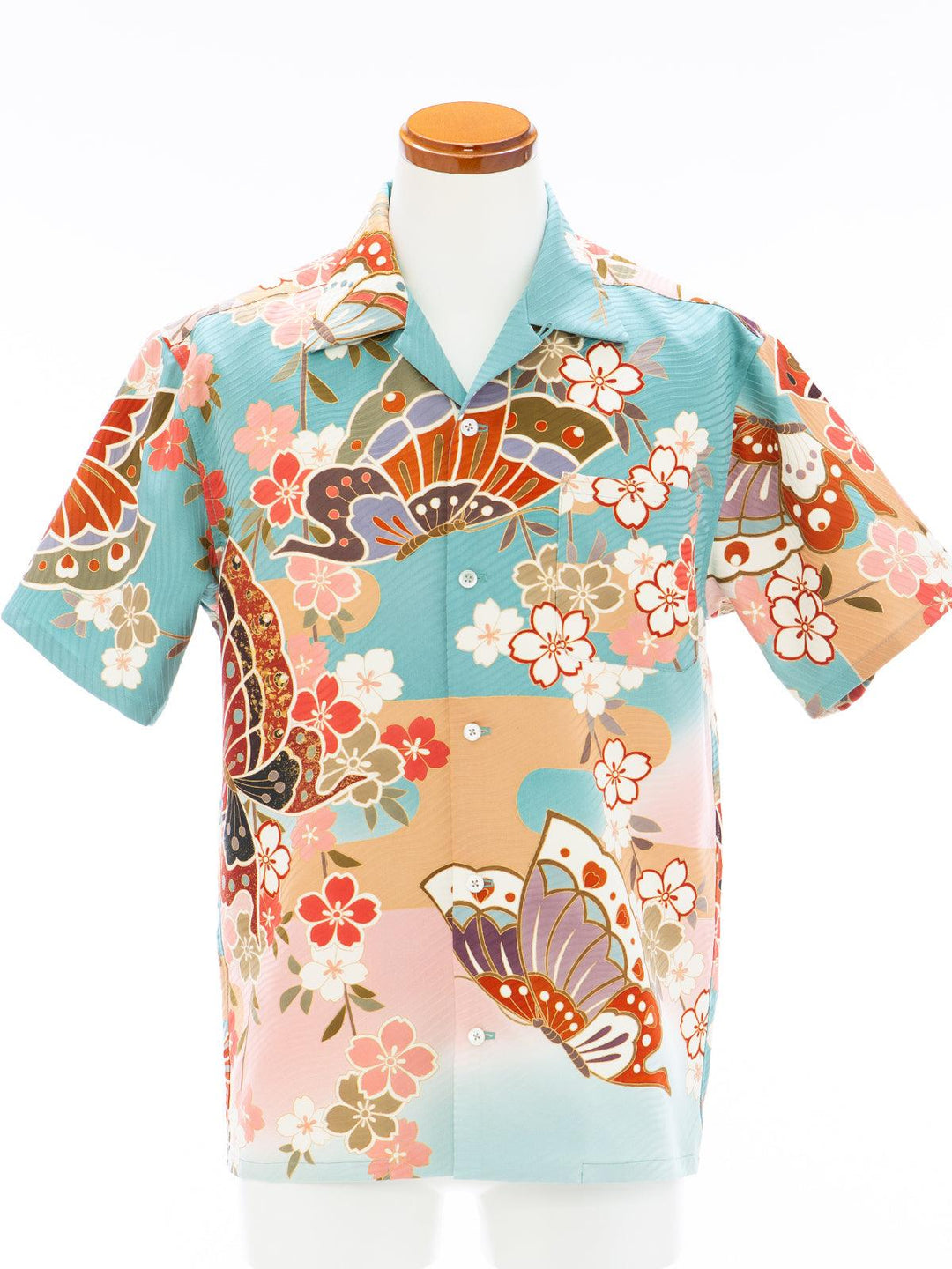 着物アロハシャツ「優美に舞う蝶々B」AH100207 - 着物アロハシャツ専門店｜KIMONO-CYCLE