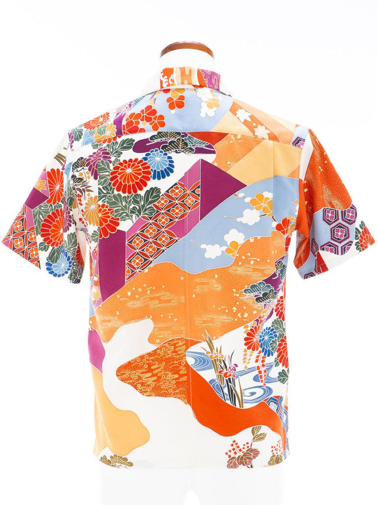 着物アロハシャツ「流れる花々A」AH100208 - 着物アロハシャツ専門店｜KIMONO-CYCLE