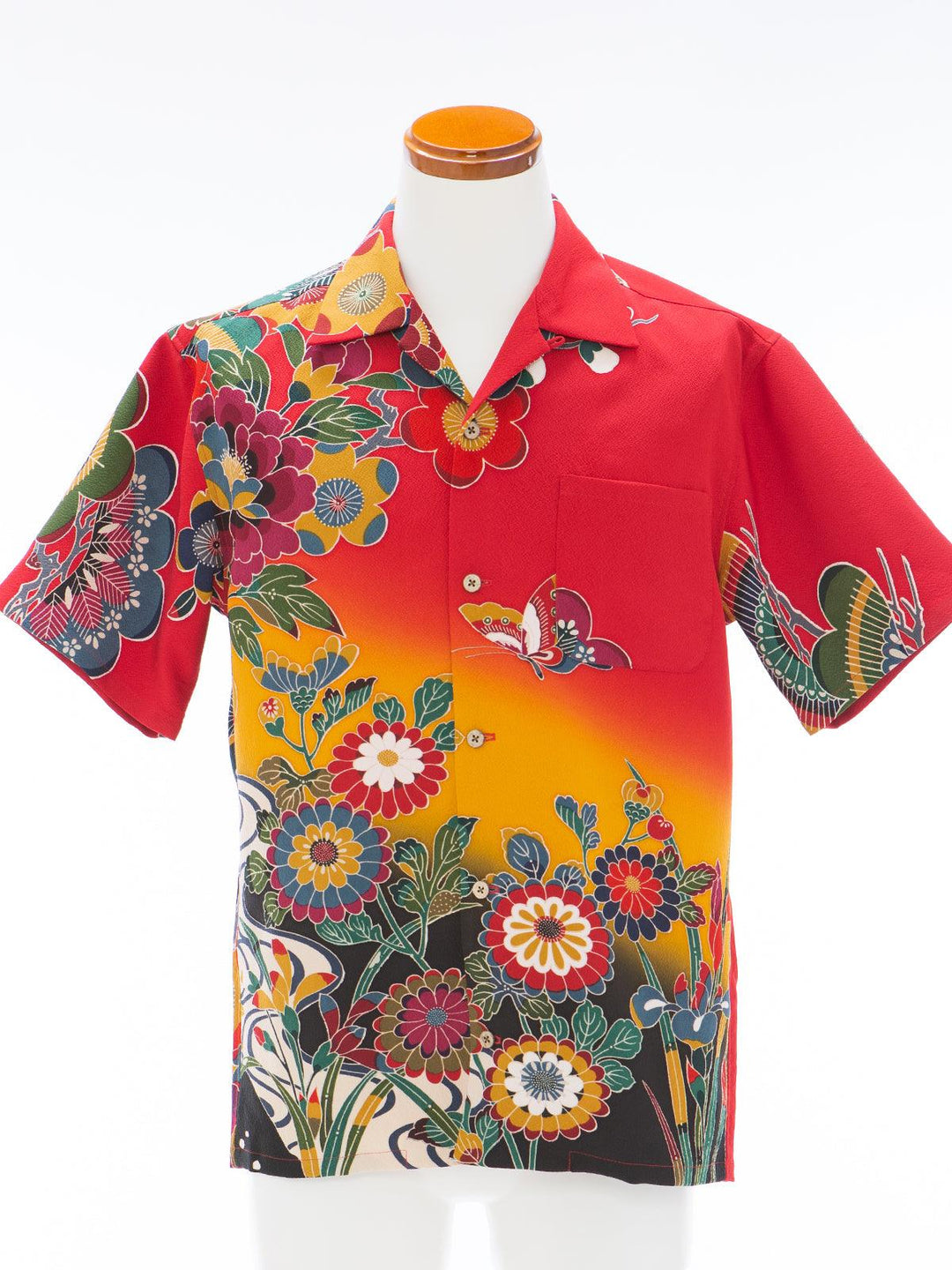 着物アロハシャツ「夕焼けの花々」AH100212 - 着物アロハシャツ専門店｜KIMONO-CYCLE
