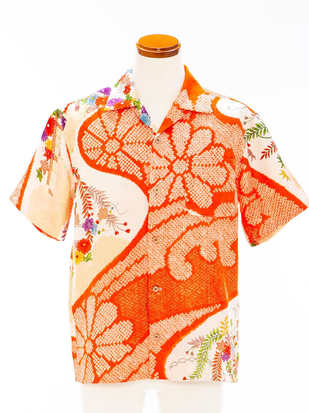 着物アロハシャツ「雲に浮かぶ花々B」AH100230 - 着物アロハシャツ専門店｜KIMONO-CYCLE