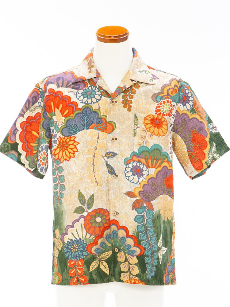 着物アロハシャツ「植物の物語B」AH100232 - 着物アロハシャツ専門店｜KIMONO-CYCLE