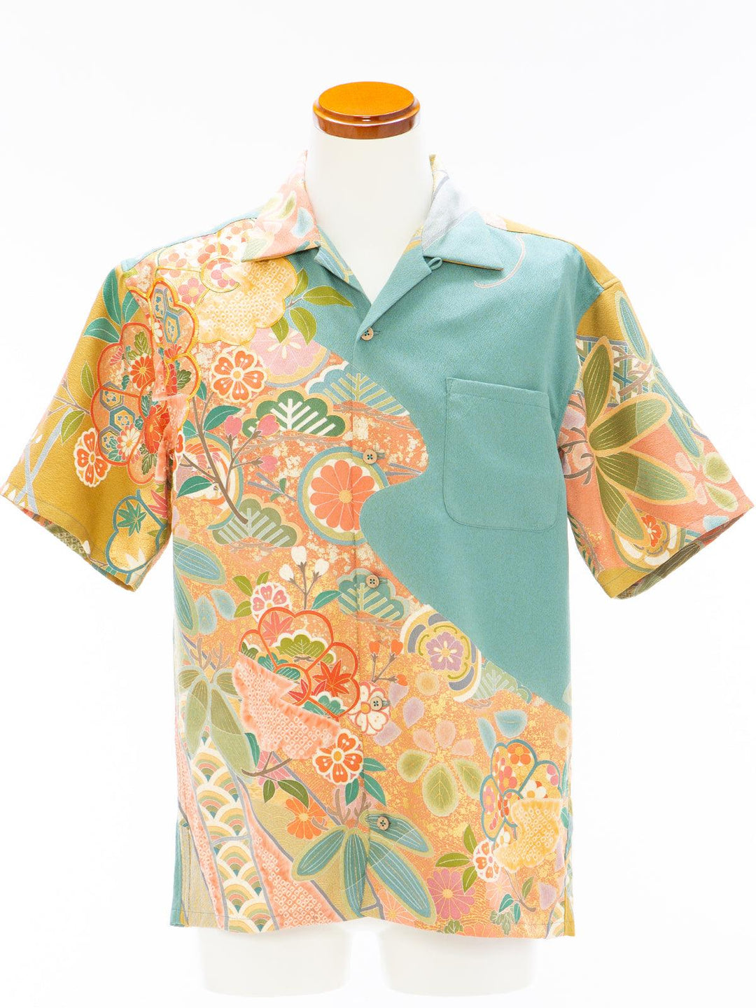 着物アロハシャツ「伸びゆく竹と花B」AH100240 - 着物アロハシャツ専門店｜KIMONO-CYCLE