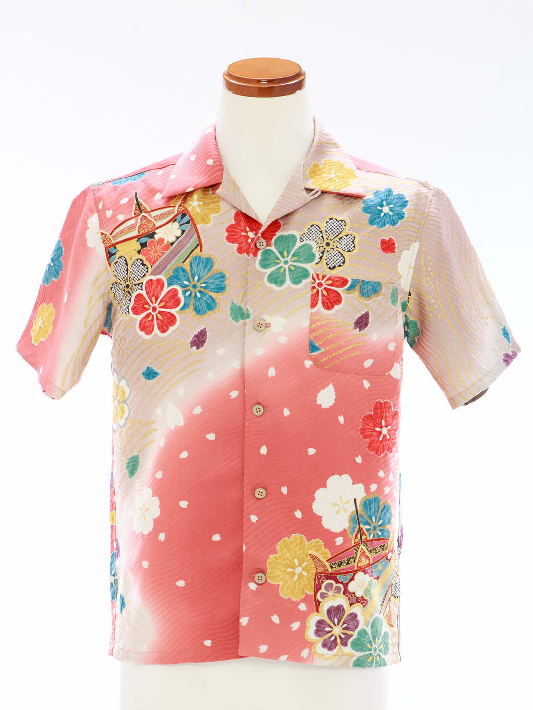 着物アロハシャツ「糸巻きに舞う桜A」AH100256