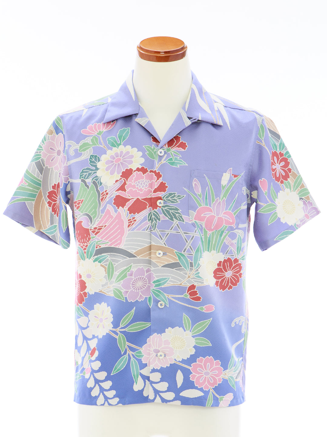 着物アロハシャツ「清らかに咲くA」AH100276