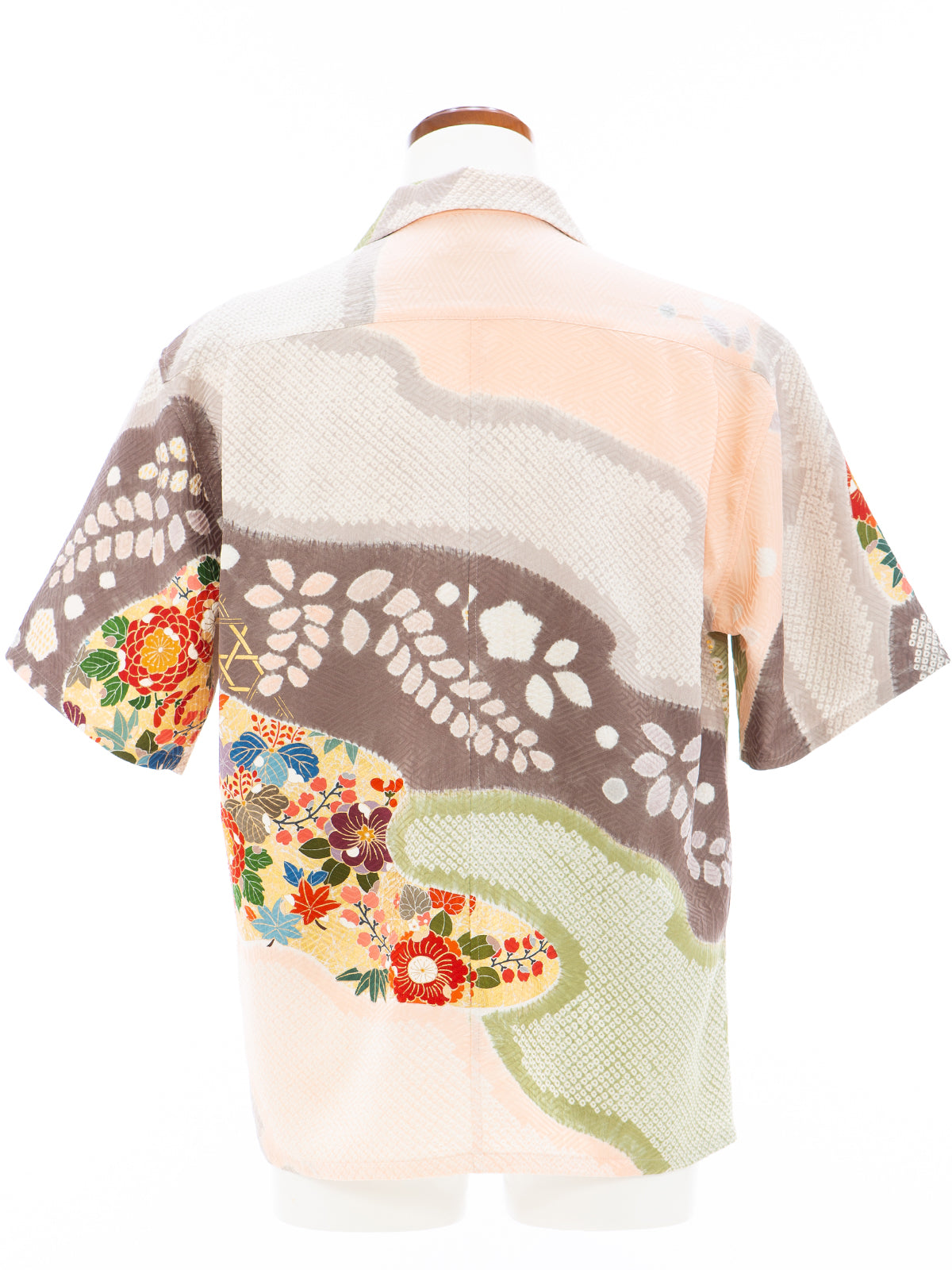 最終価格 大正時代のヴィンテージ着物で仕立てたシルクのアロハシャツ 試着のみ アロハシャツ 本物の着物地仕立て 着物 正絹 メンズ レディース