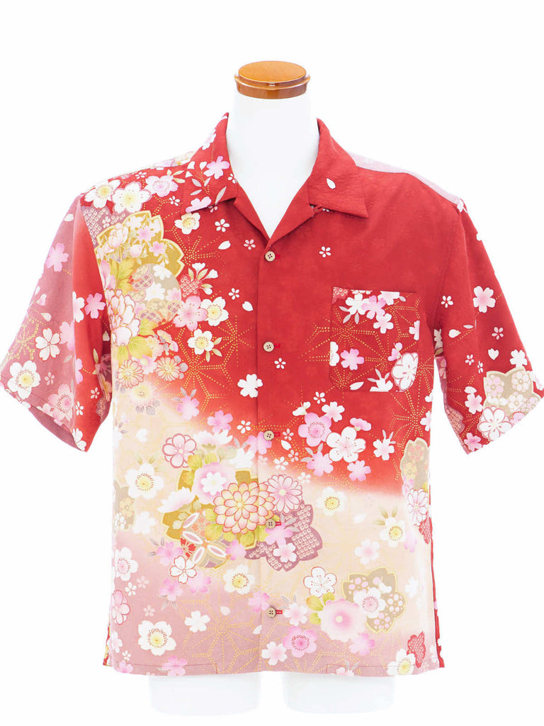 め0907着物リメイク正絹古布大島紬イタリアンカラーシャツ着物アロハハンドメイド め0907着物リメイク正絹古布大島紬イタリアンカラーシャツ着物