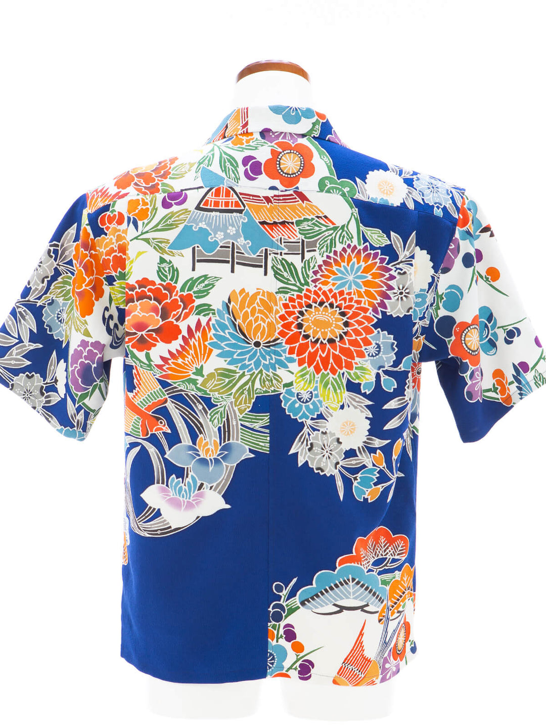 着物アロハシャツ「涼む花鳥A」AH100428