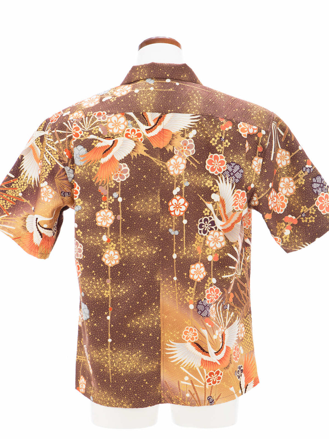 着物アロハシャツ「羽ばたく鶴と梅A」AH100436