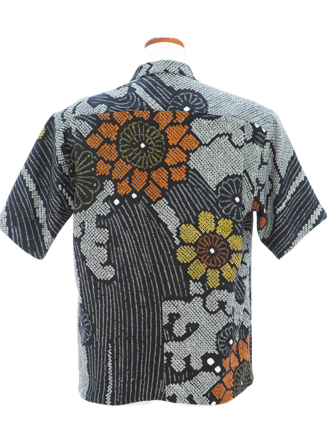 着物アロハシャツ「黒絞りの夏B」AH100455