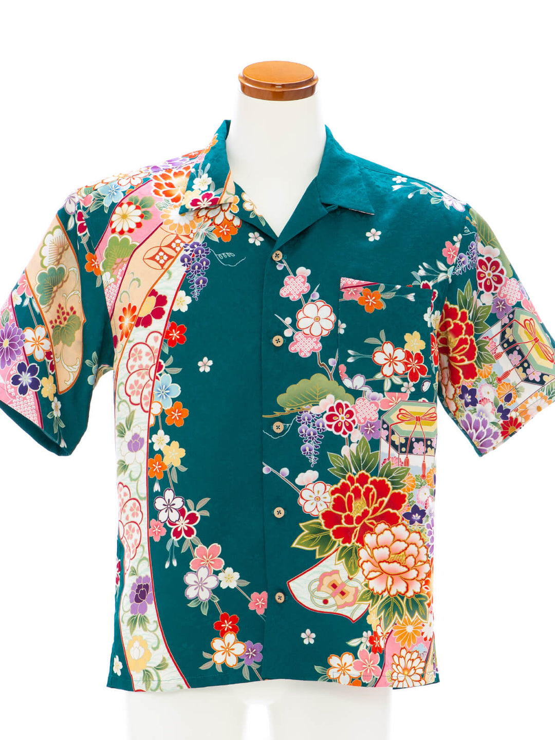 着物アロハシャツ「熨斗目に花A」AH100468