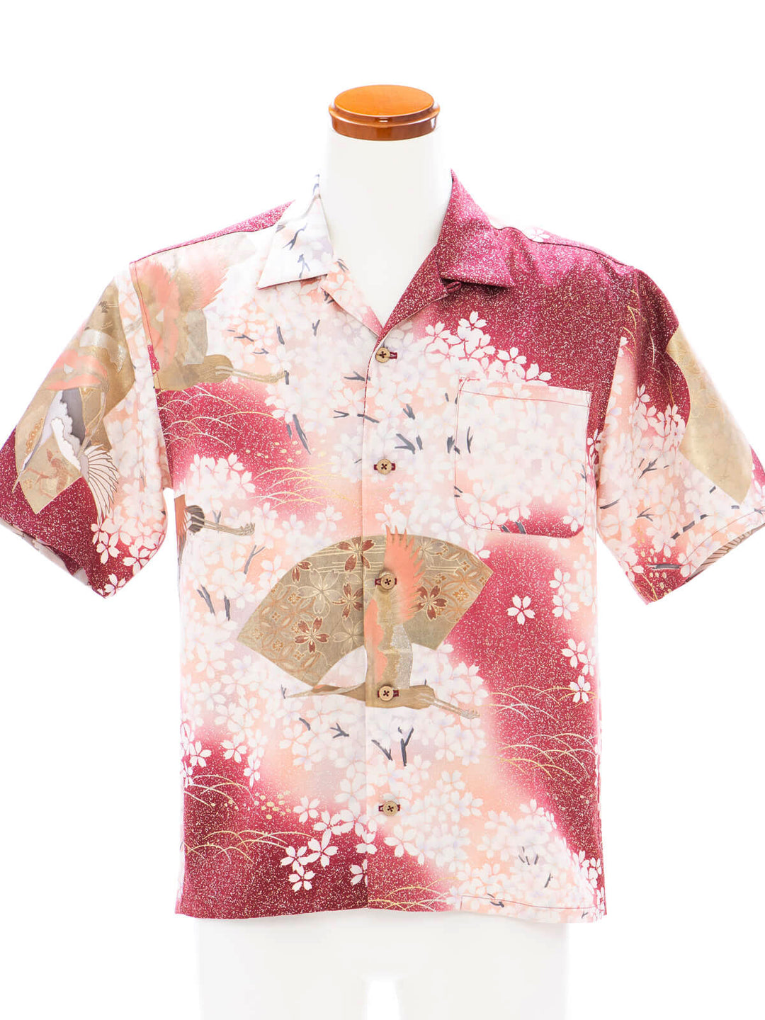 着物アロハシャツ「桜と鶴A」AH100478