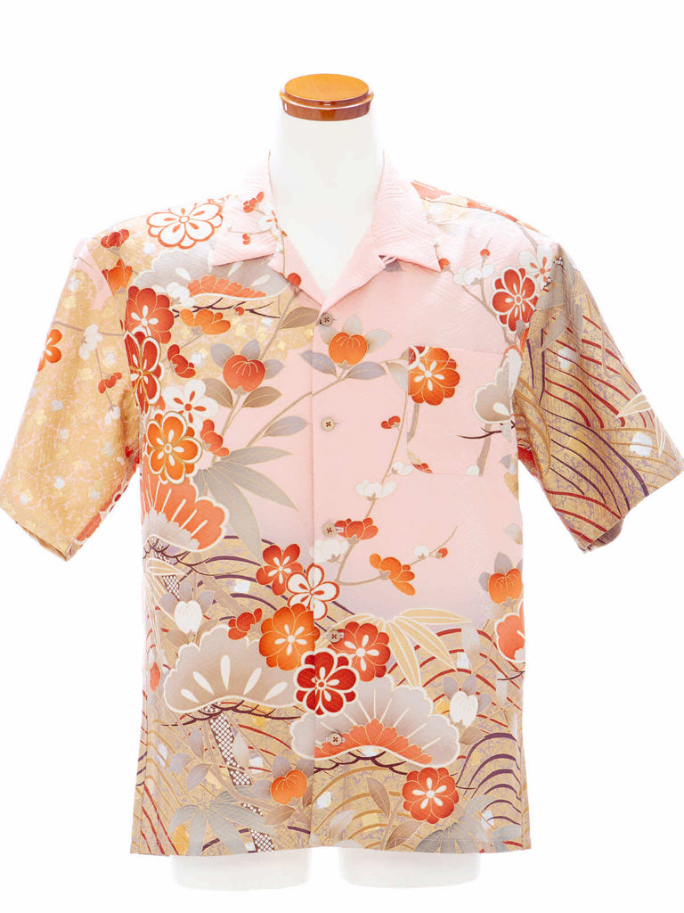 Vintage Silk Kimono Hawaiian Shirt AH100493 – KIMONO-CYCLE