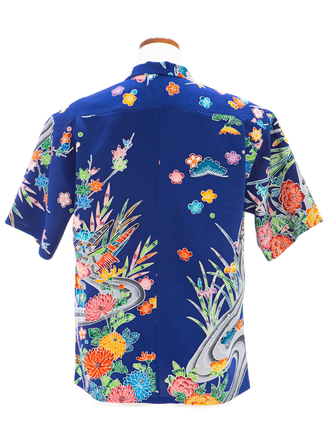 着物アロハシャツ「流水に咲く花B」AH100501