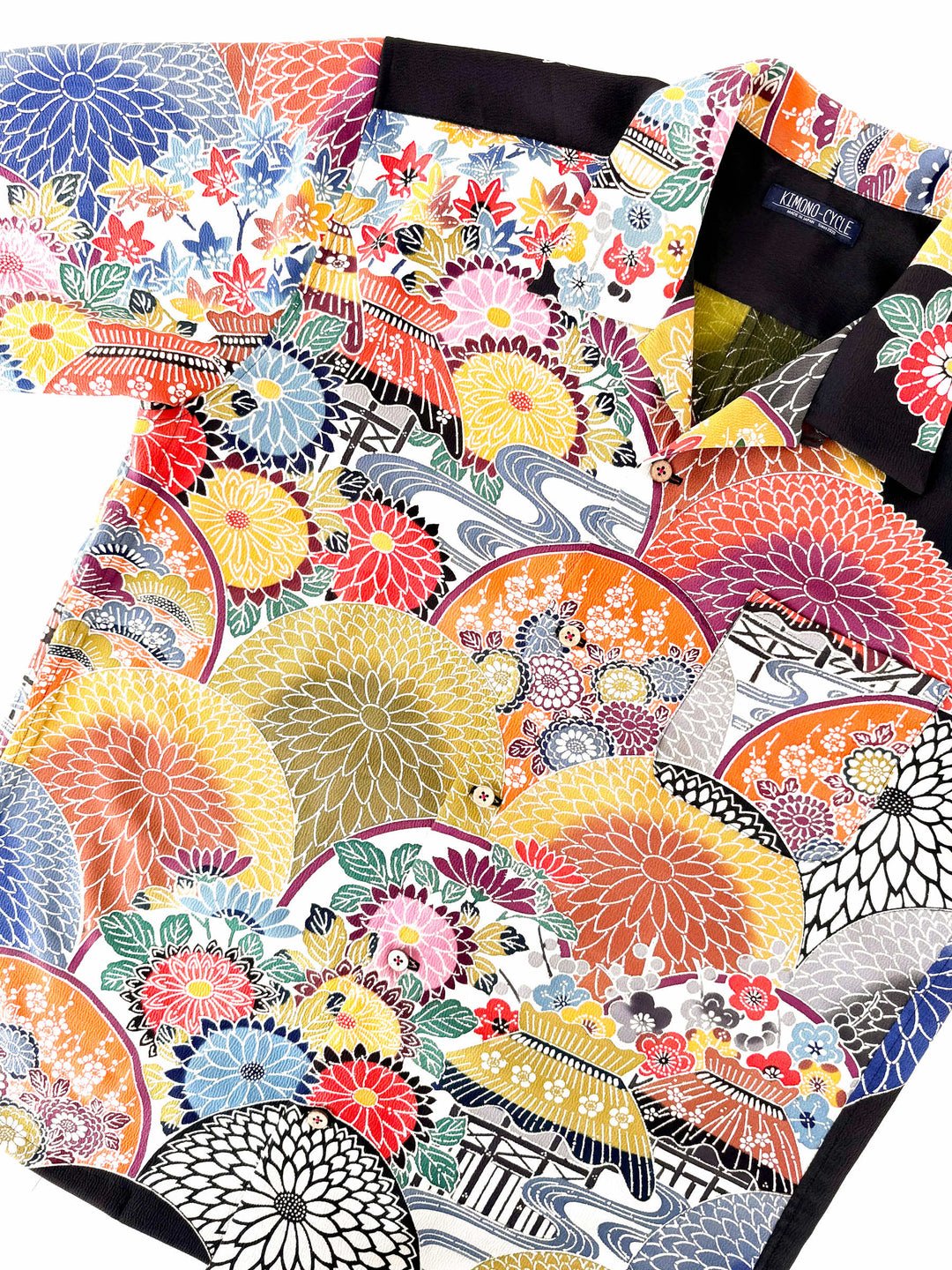 着物アロハシャツ「カラフルに咲くB」AH100435