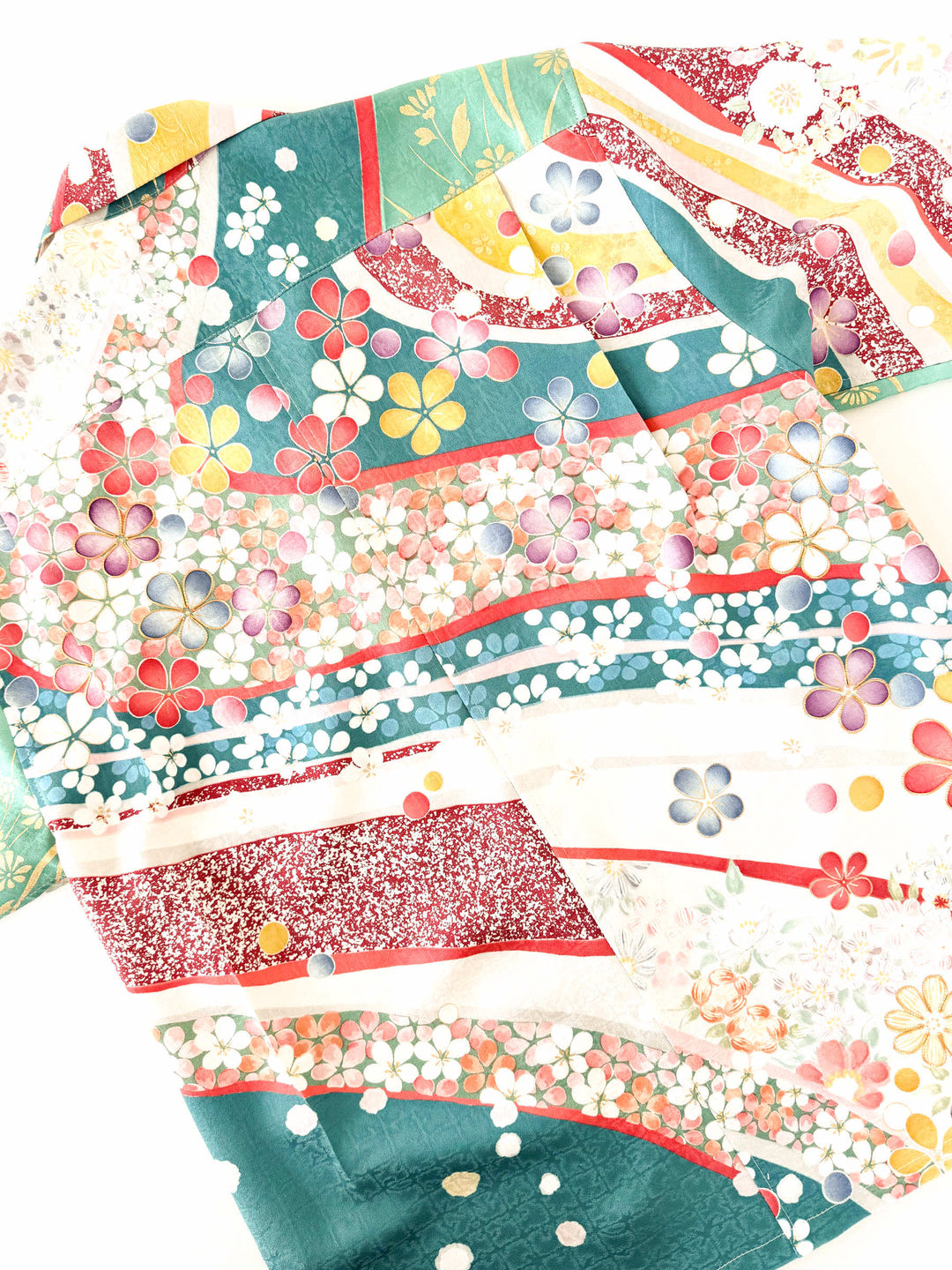 着物アロハシャツ「カラフル花流れA」AH100438