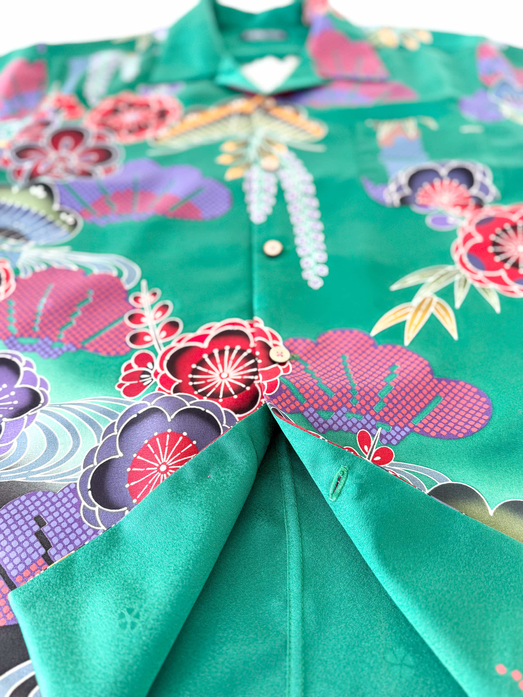 め0907着物リメイク正絹古布大島紬イタリアンカラーシャツ着物アロハハンドメイド め0907着物リメイク正絹古布大島紬イタリアンカラーシャツ着物アロハ