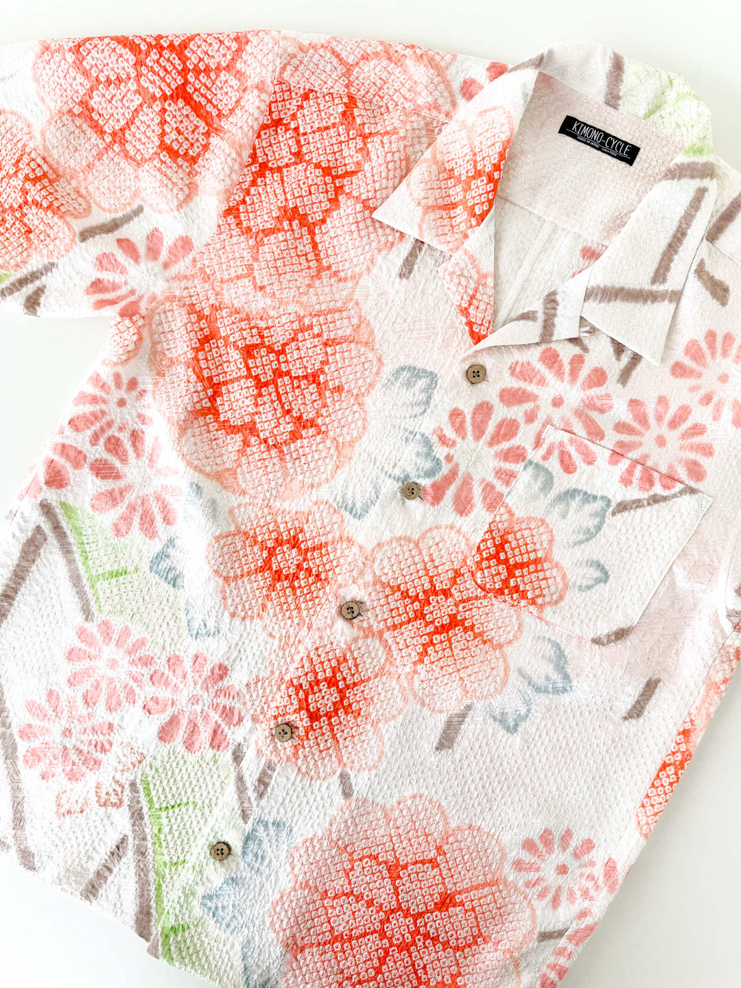 着物アロハシャツ「優しく咲く絞りA」AH100444