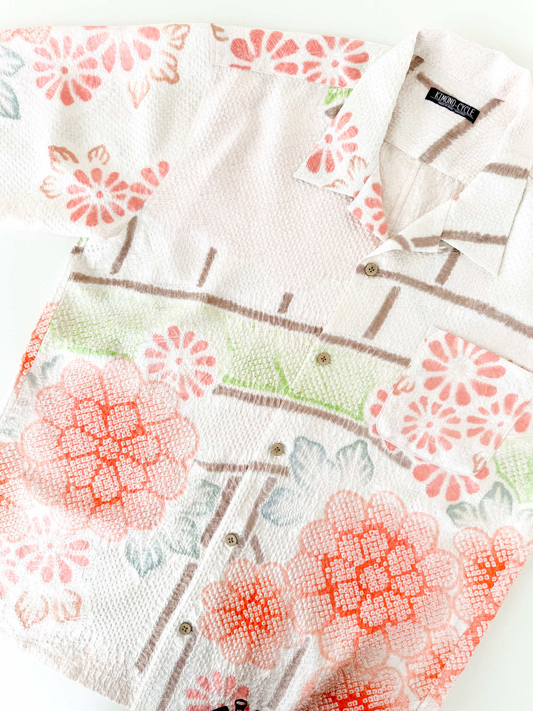 着物アロハシャツ「優しく咲く絞りB」AH100445