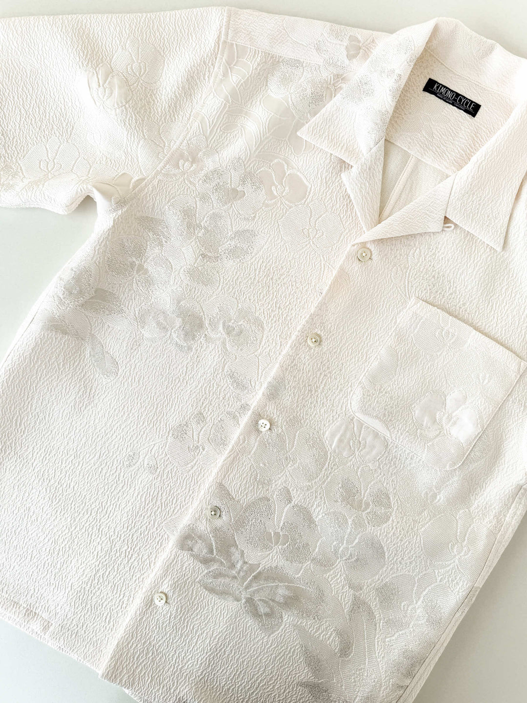 着物アロハシャツ「胡蝶蘭の白無垢A」AH100446