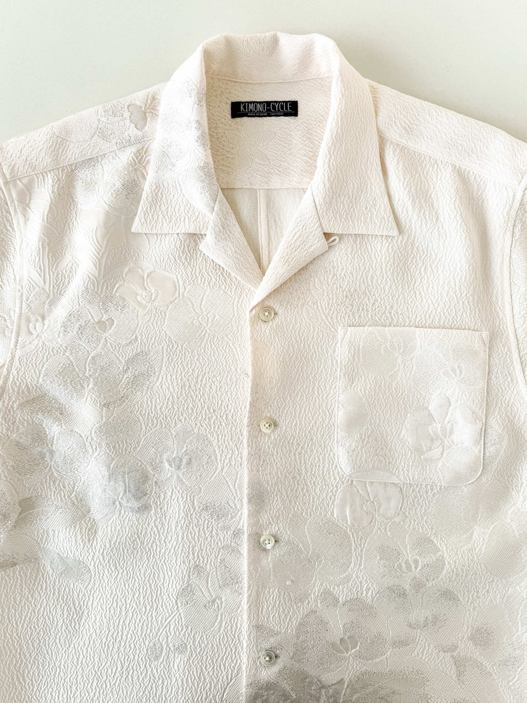 着物アロハシャツ「胡蝶蘭の白無垢A」AH100446