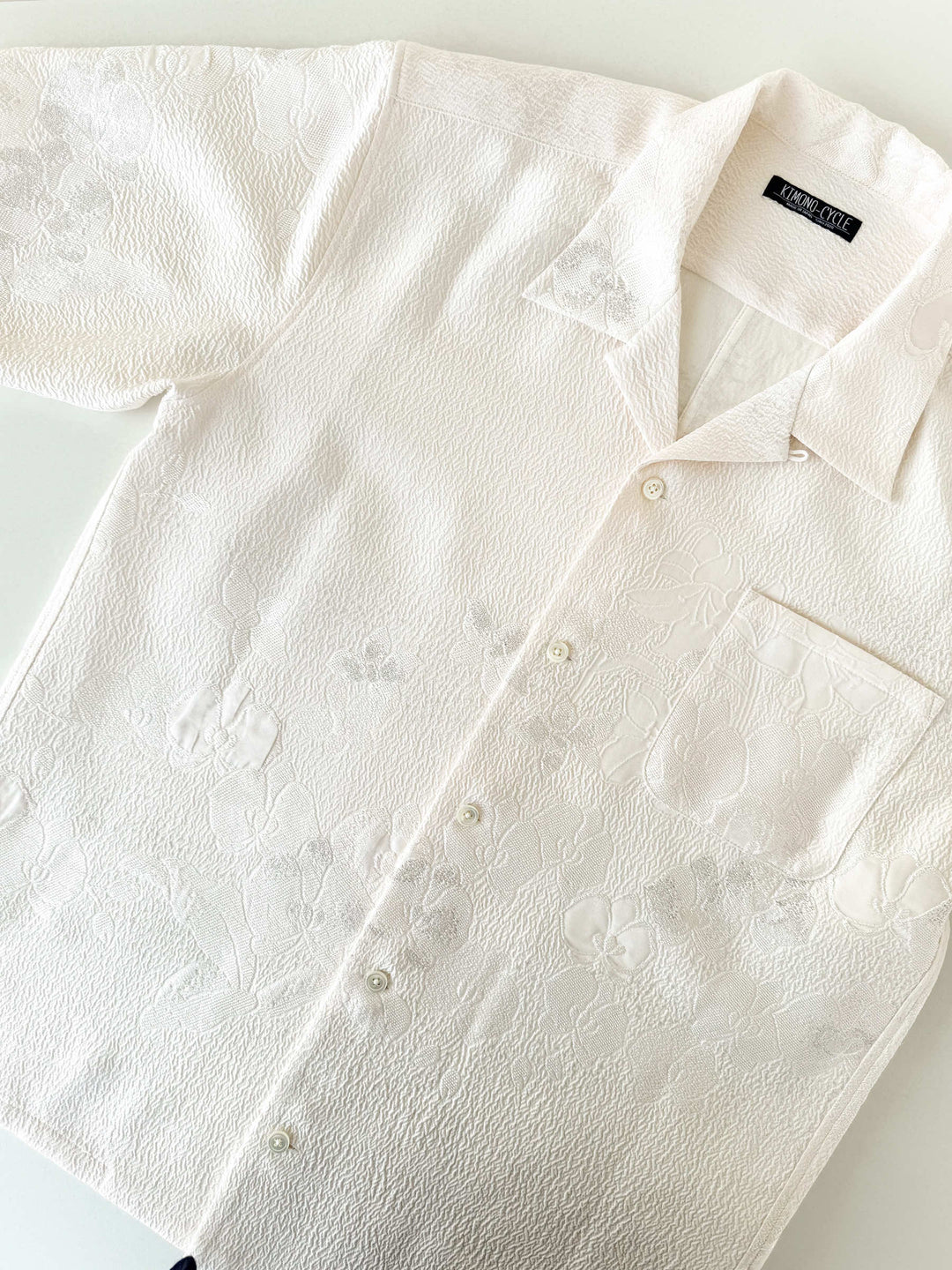 着物アロハシャツ「胡蝶蘭の白無垢B」AH100447