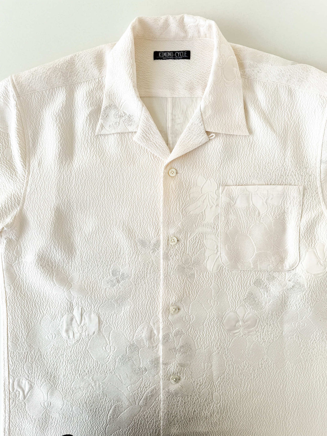 着物アロハシャツ「胡蝶蘭の白無垢B」AH100447