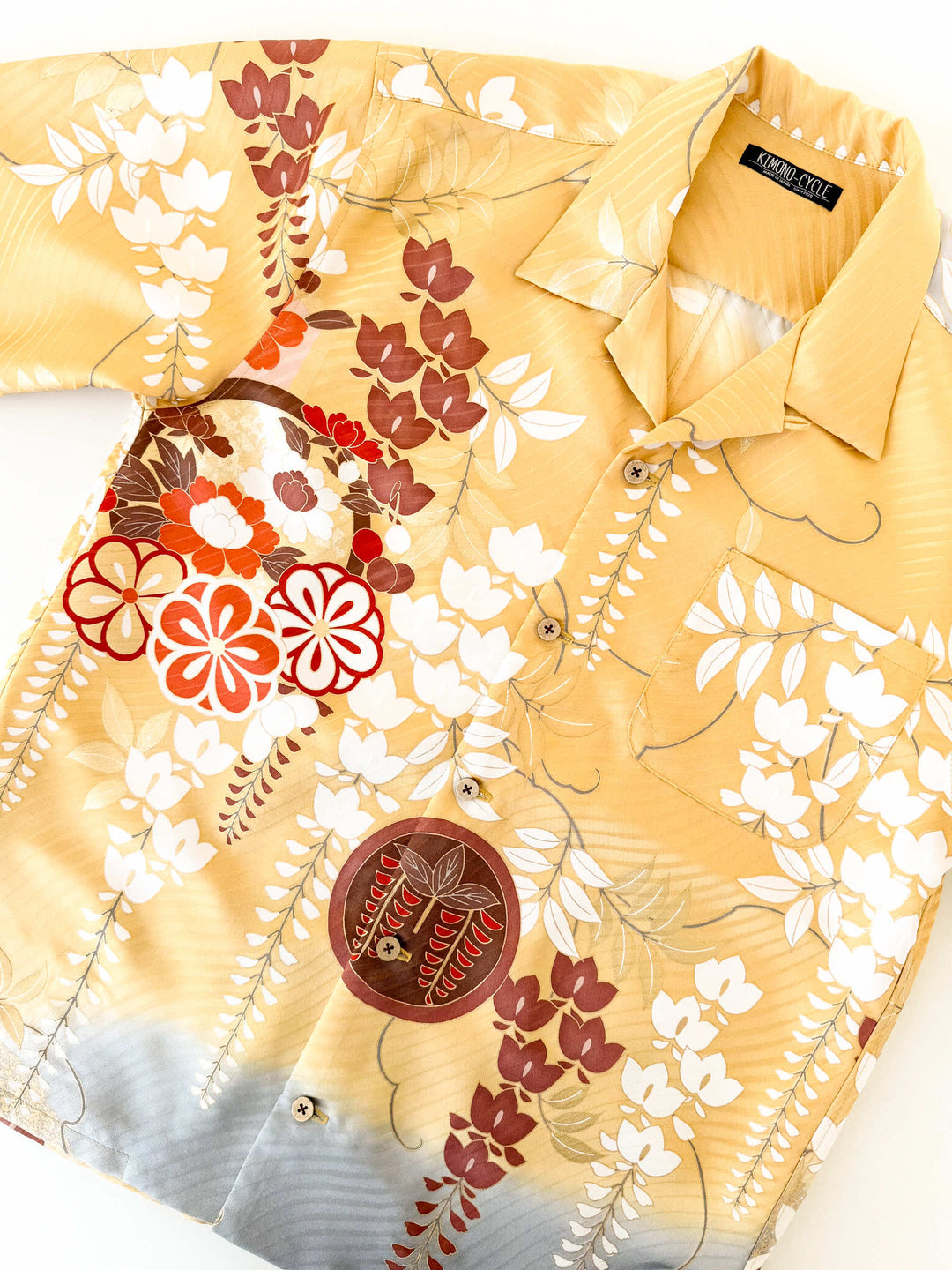 着物アロハシャツ「凜と咲く藤A」AH100450