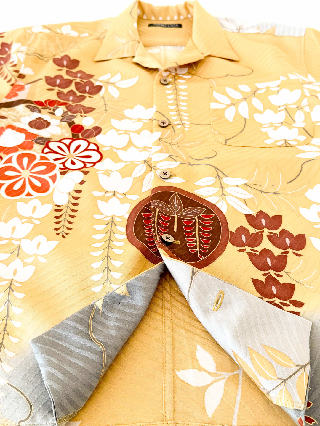 着物アロハシャツ「凜と咲く藤A」AH100450