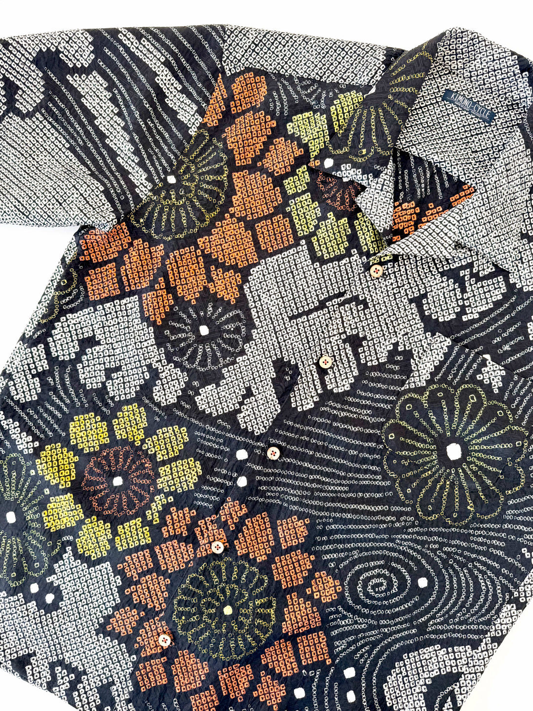 着物アロハシャツ「黒絞りの夏A」AH100454