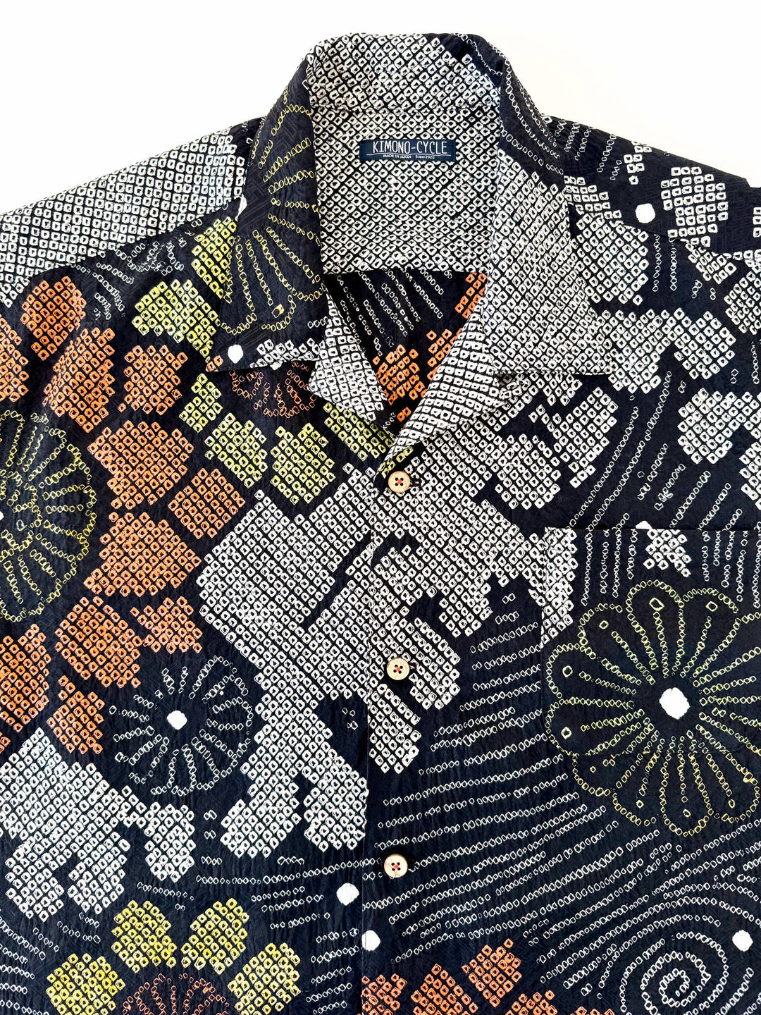 着物アロハシャツ「黒絞りの夏A」AH100454