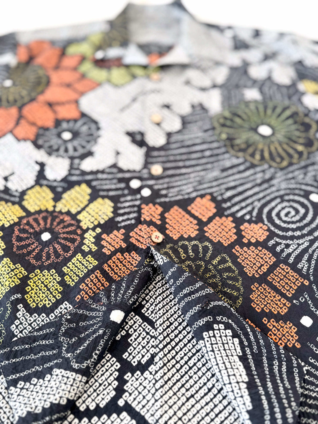 着物アロハシャツ「黒絞りの夏A」AH100454