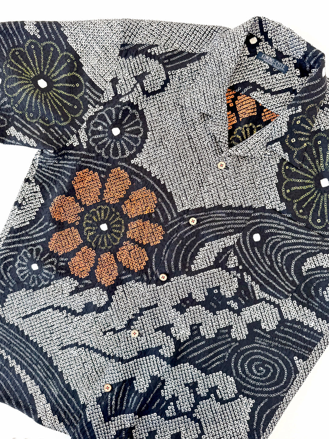 着物アロハシャツ「黒絞りの夏B」AH100455