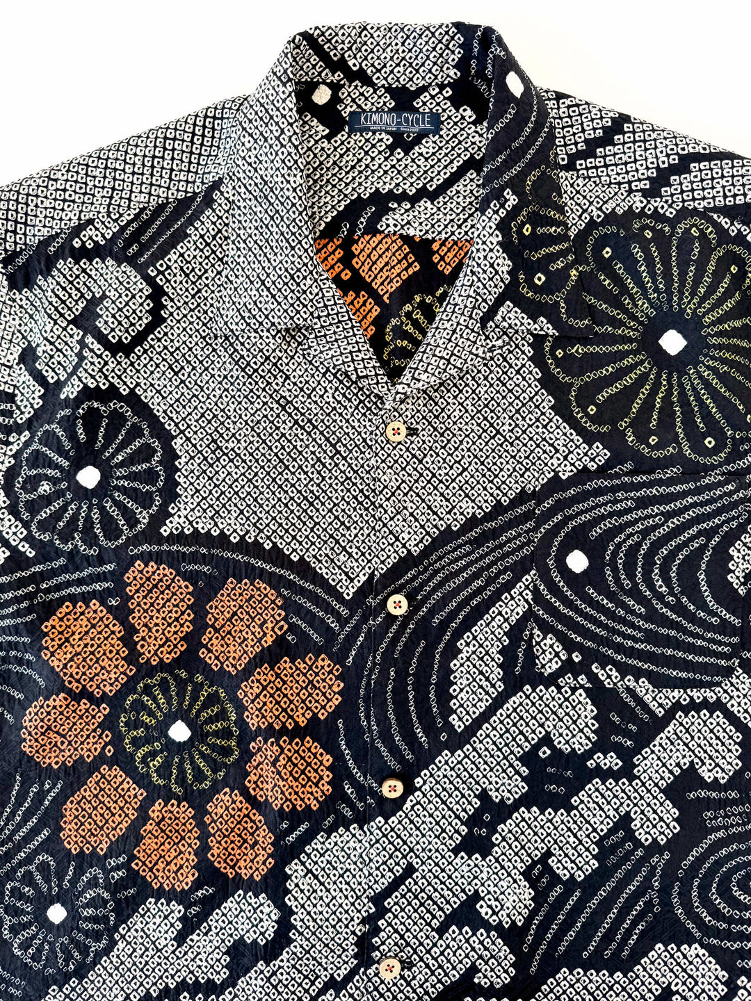 着物アロハシャツ「黒絞りの夏B」AH100455