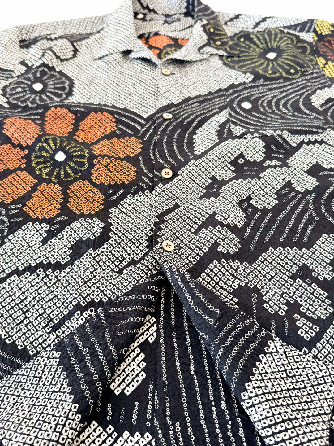 着物アロハシャツ「黒絞りの夏B」AH100455