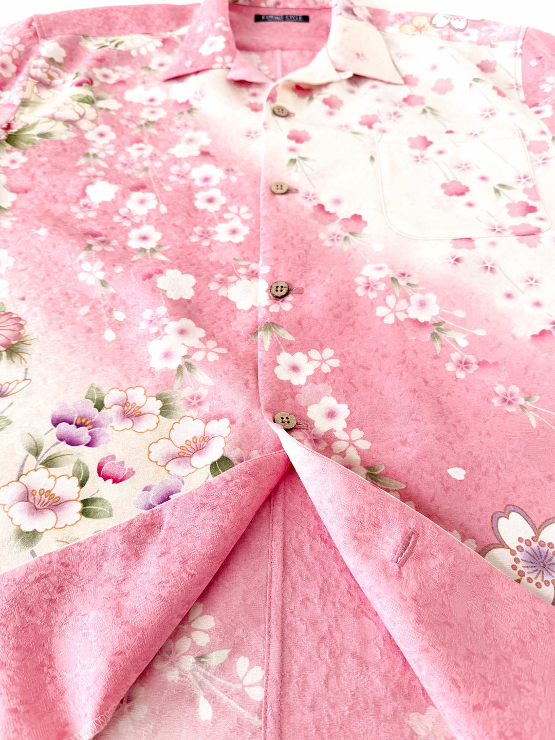 着物アロハシャツ「なびく枝垂れ桜A」AH100462