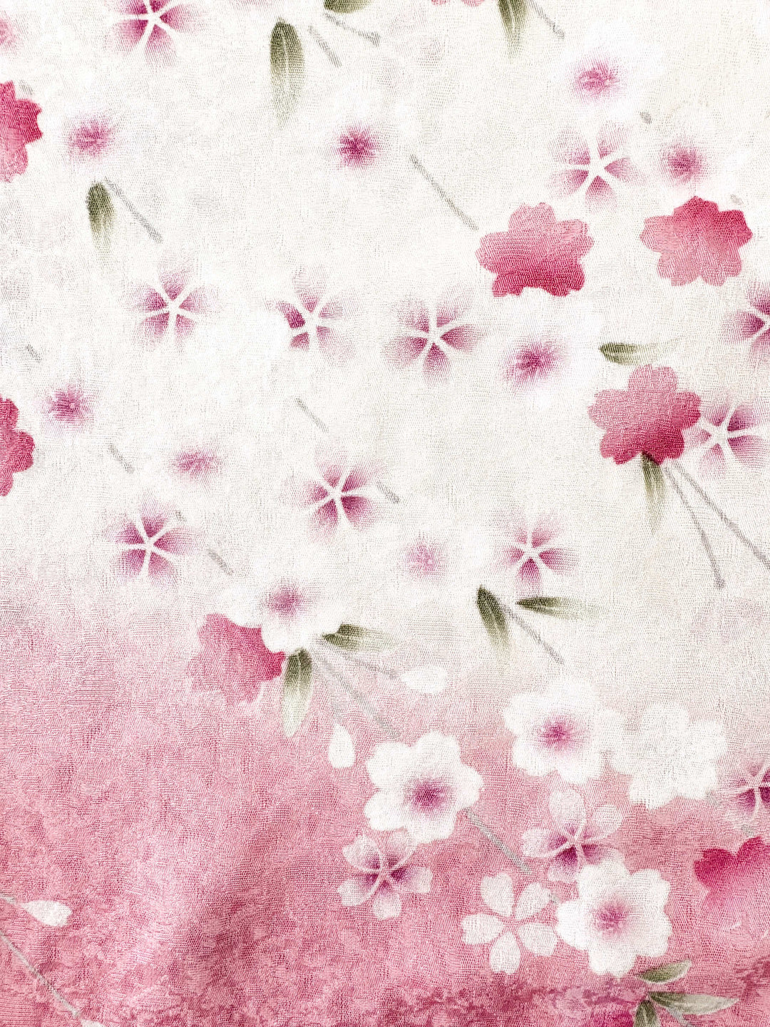 Kimono Aloha Shirt Weeping Cherry Blossom B - Detail of silk fabric and cherry blossom design