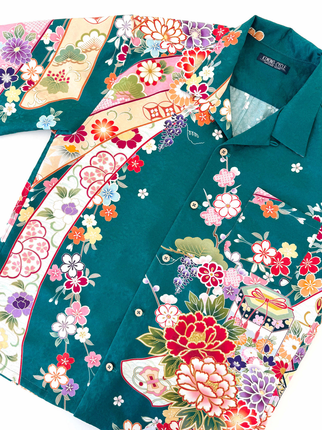 着物アロハシャツ「熨斗目に花A」AH100468
