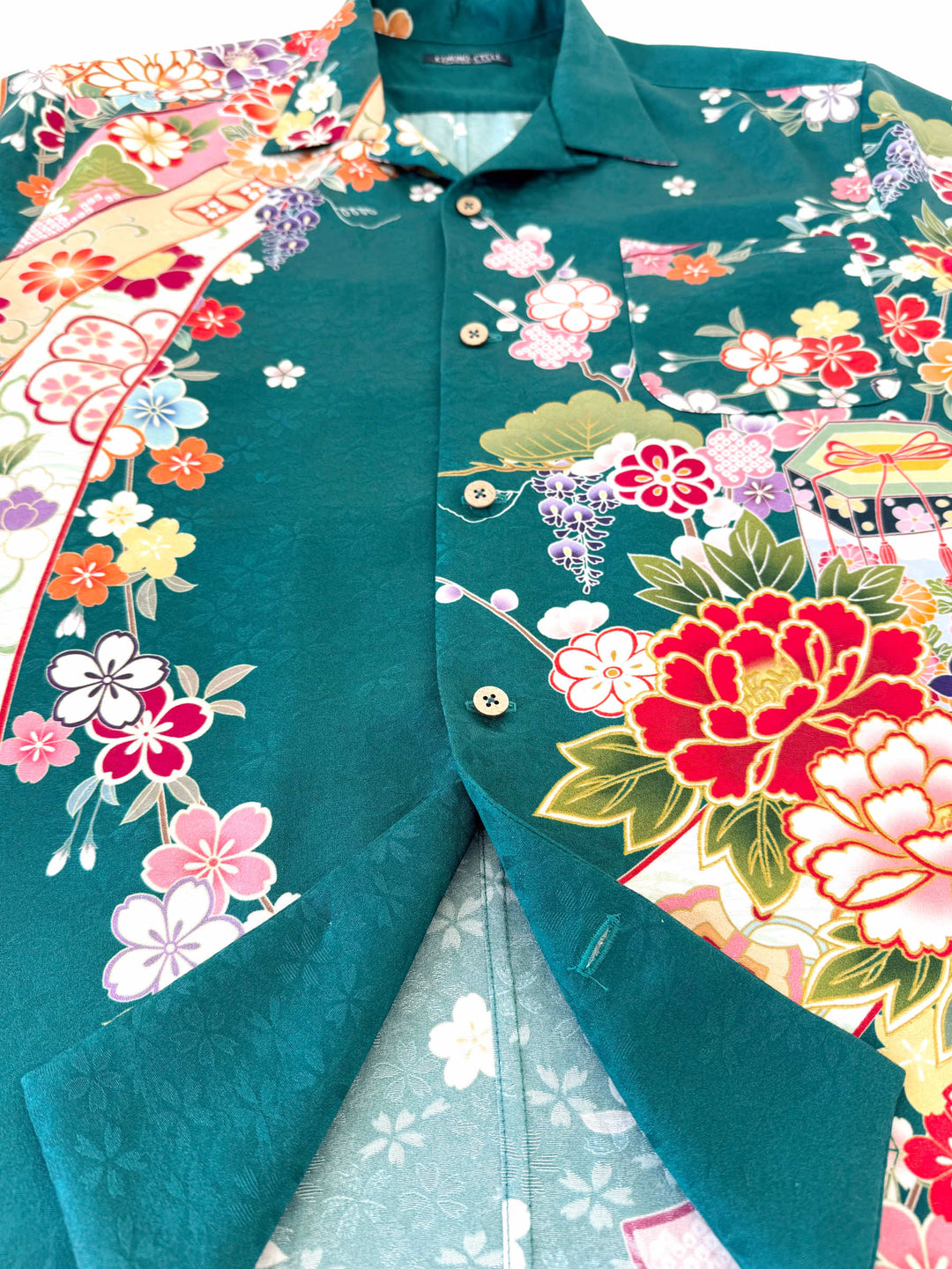 着物アロハシャツ「熨斗目に花A」AH100468