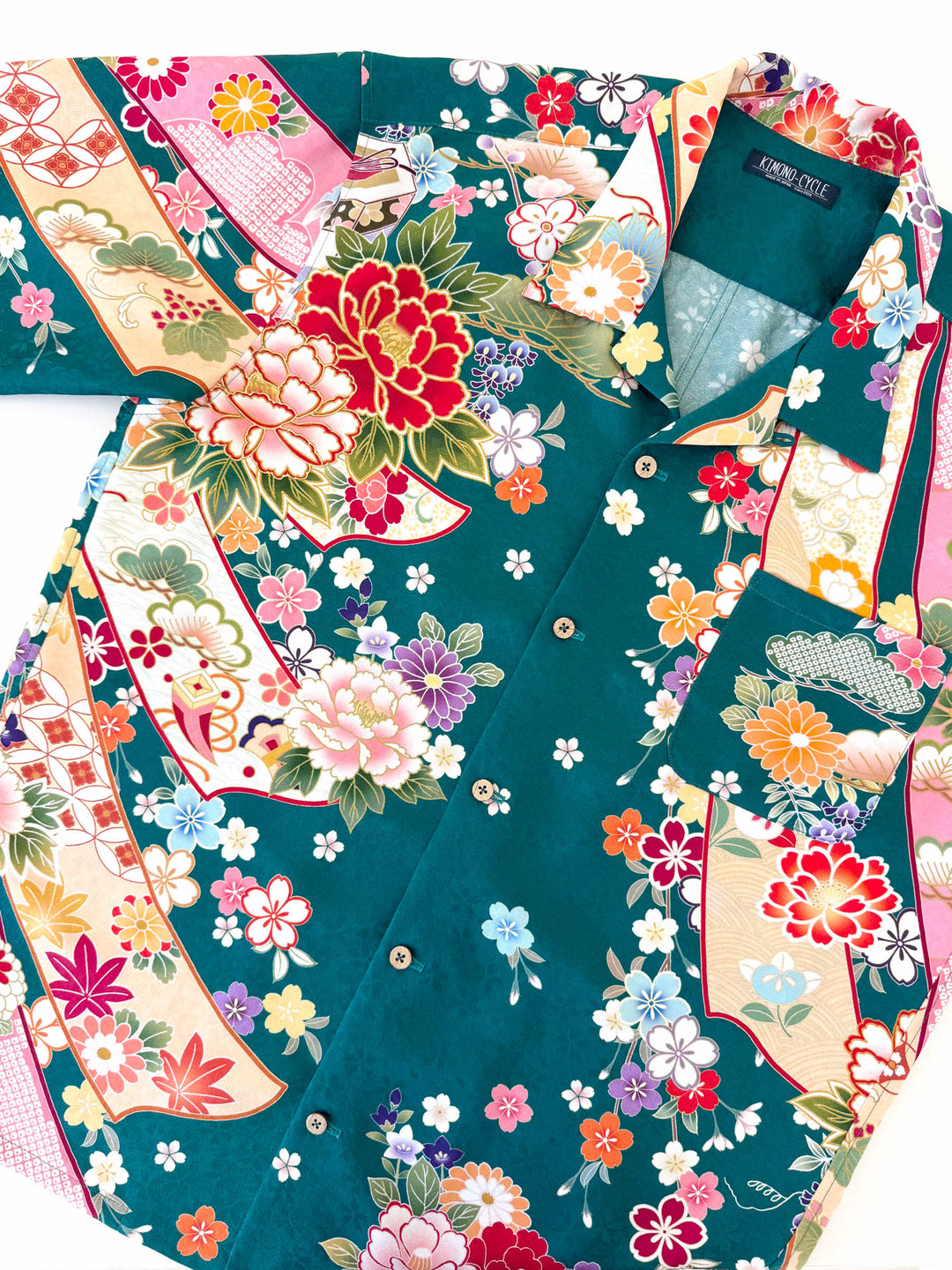 着物アロハシャツ「熨斗目に花B」AH100469