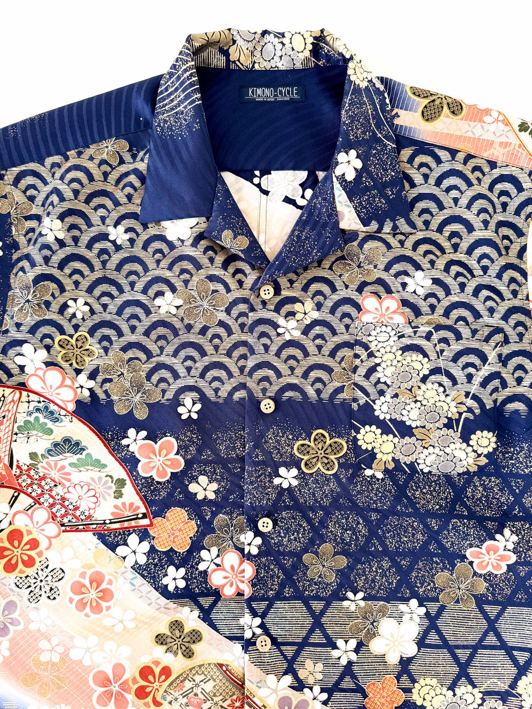 着物アロハシャツ「流れ舞う扇A」AH100470