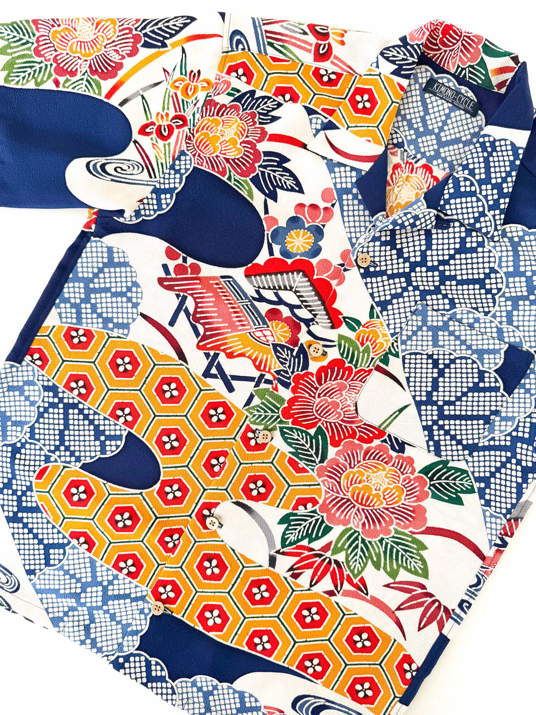 着物アロハシャツ「霞に亀甲A」AH100476