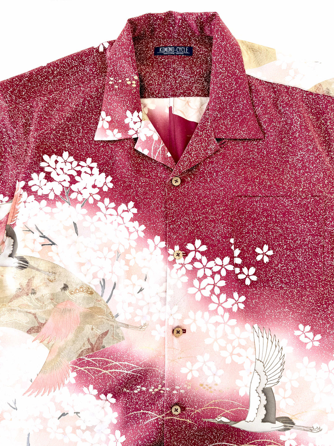 着物アロハシャツ「桜と鶴B」AH100479