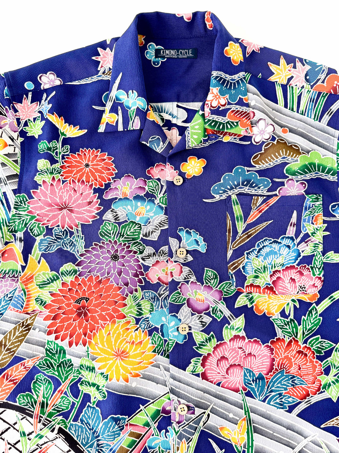 着物アロハシャツ「流水に咲く花A」AH100500