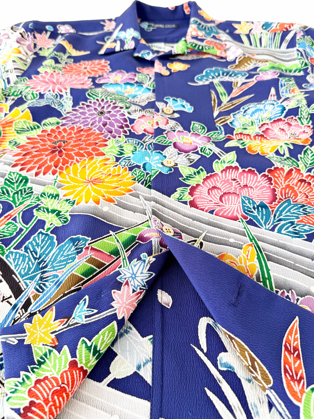 着物アロハシャツ「流水に咲く花A」AH100500