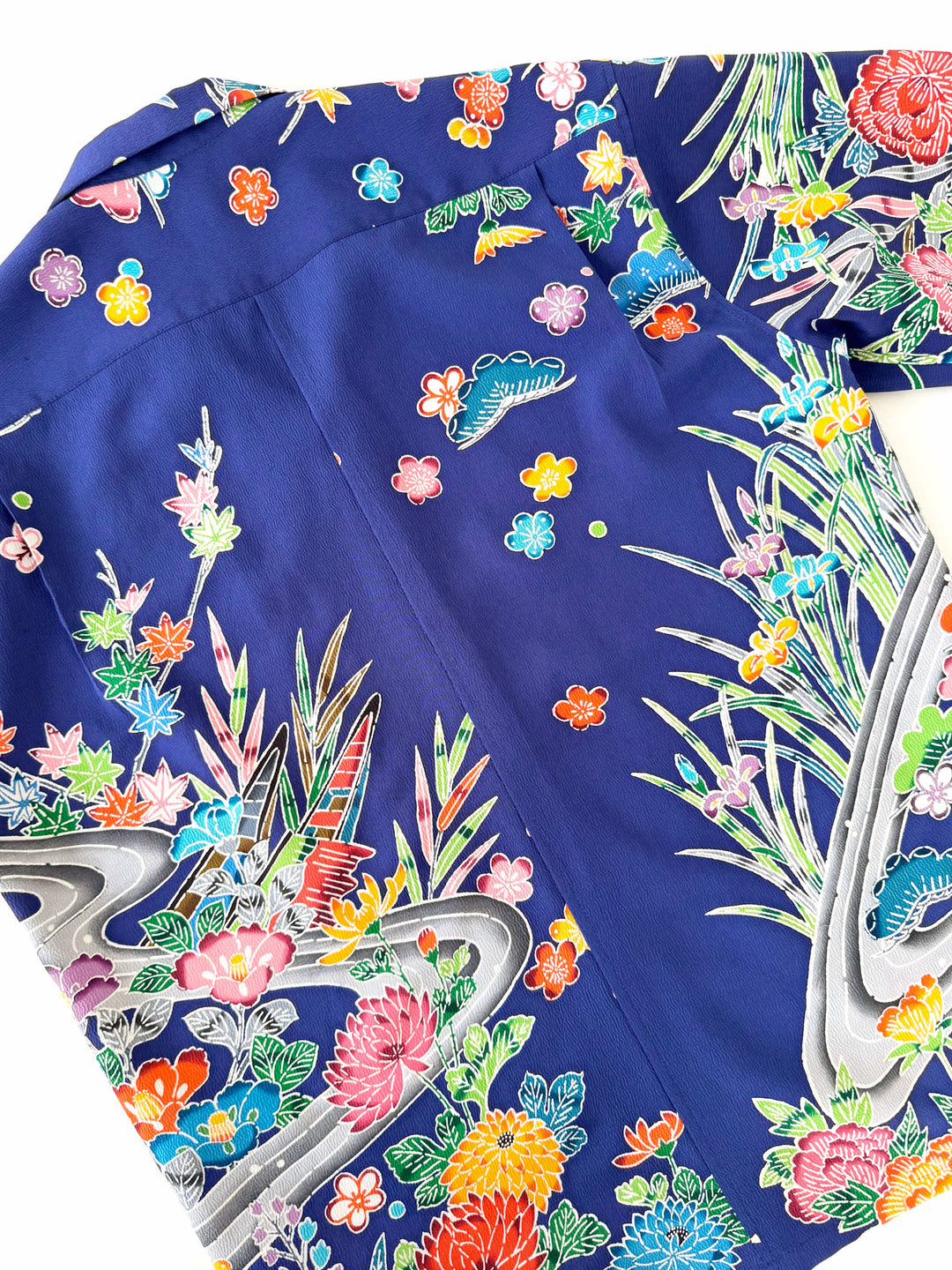 着物アロハシャツ「流水に咲く花B」AH100501