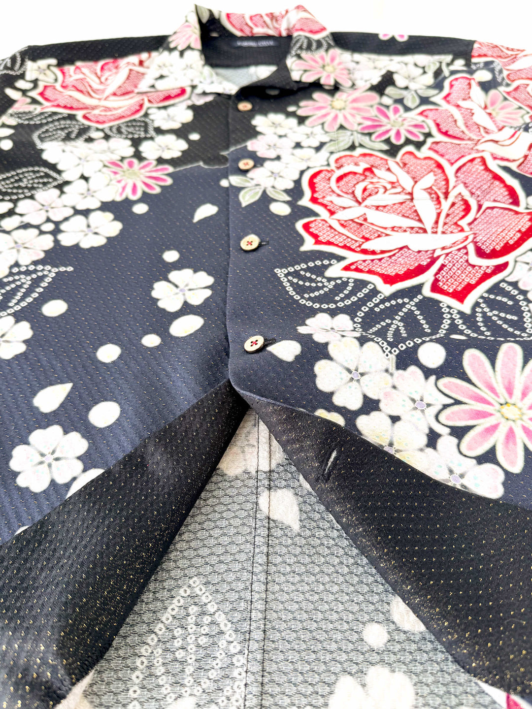 Vintage Silk Kimono Hawaiian Shirt AH100503