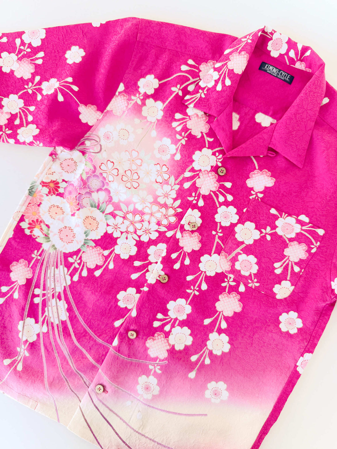 着物アロハシャツ「枝垂れ桜の輝きA」AH100504