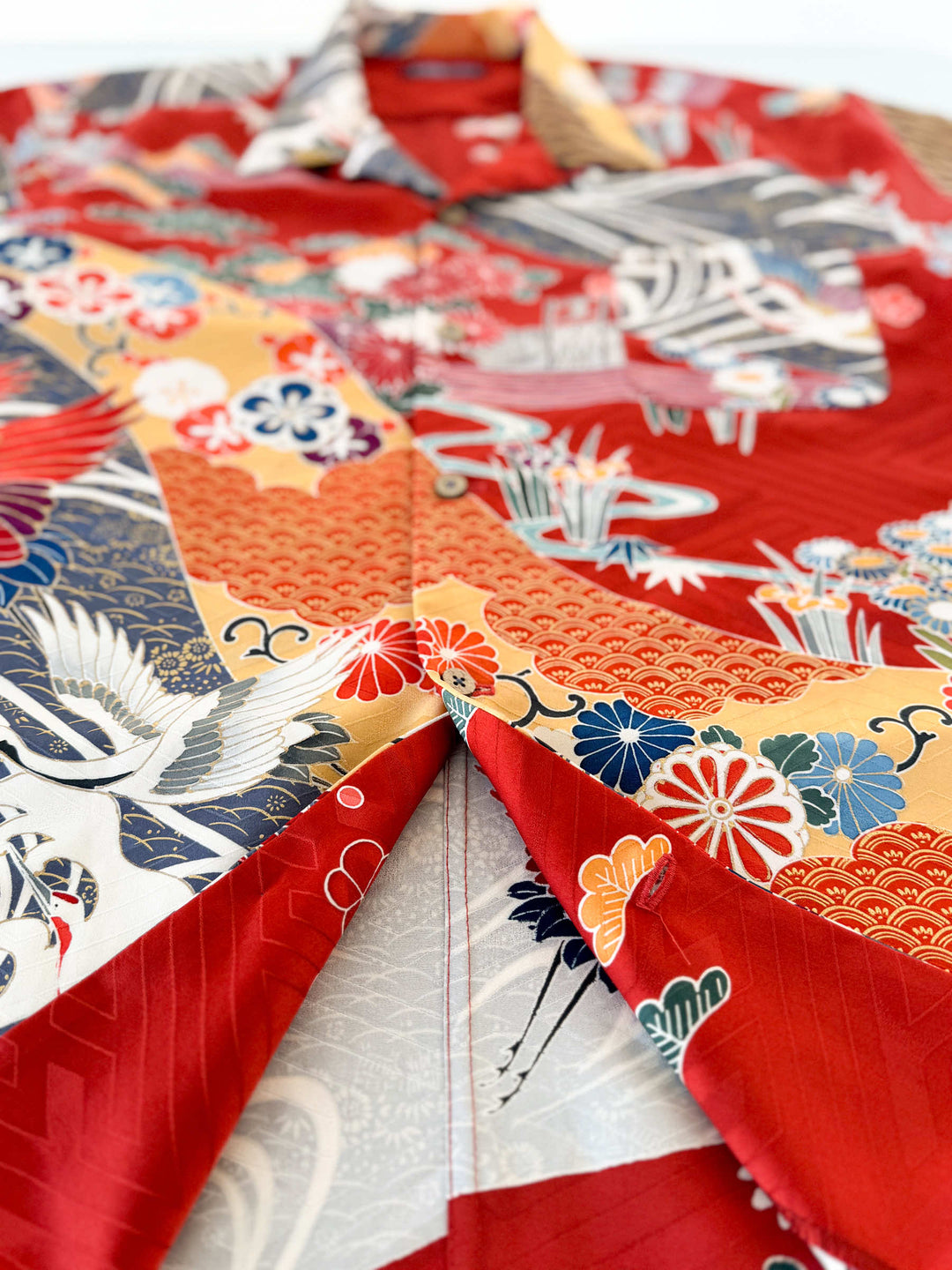 Vintage Silk Kimono Hawaiian Shirt AH100508